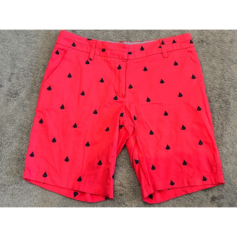British Khaki Womens Pink Sailboat Embroidered Nautical Chino Shorts Size 6